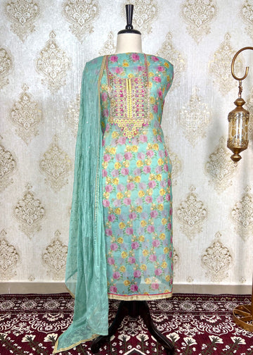 Floral Light-Weight Organza Dress Material