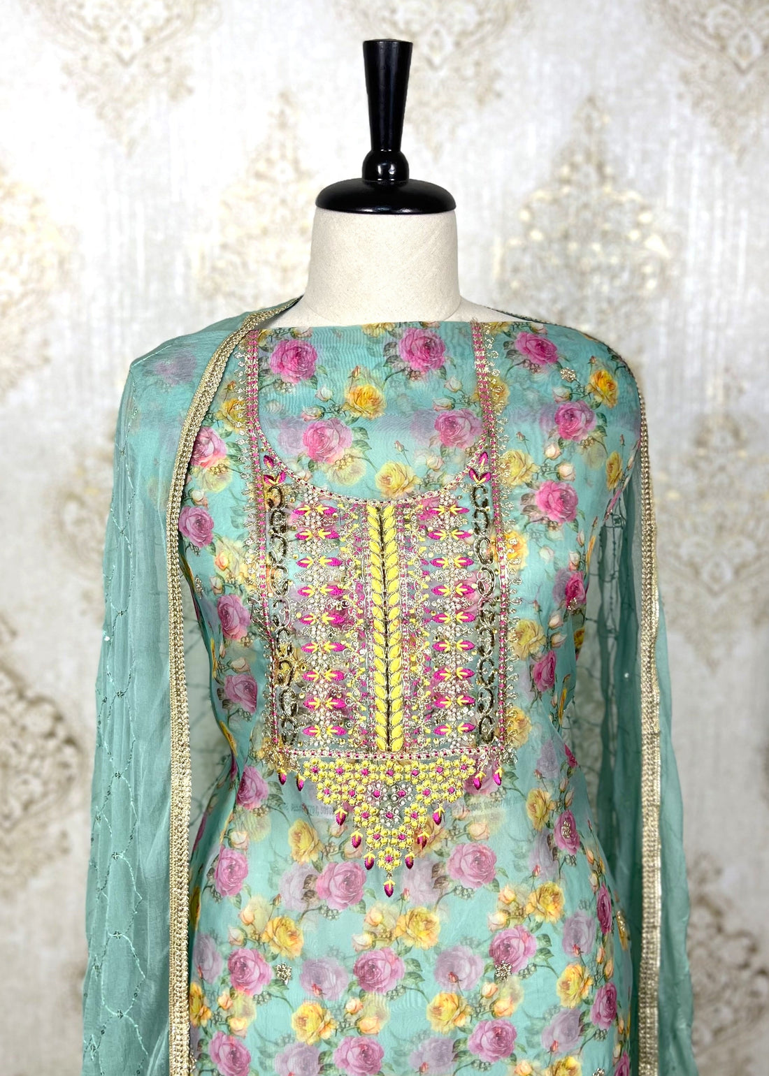 Floral Light-Weight Organza Dress Material