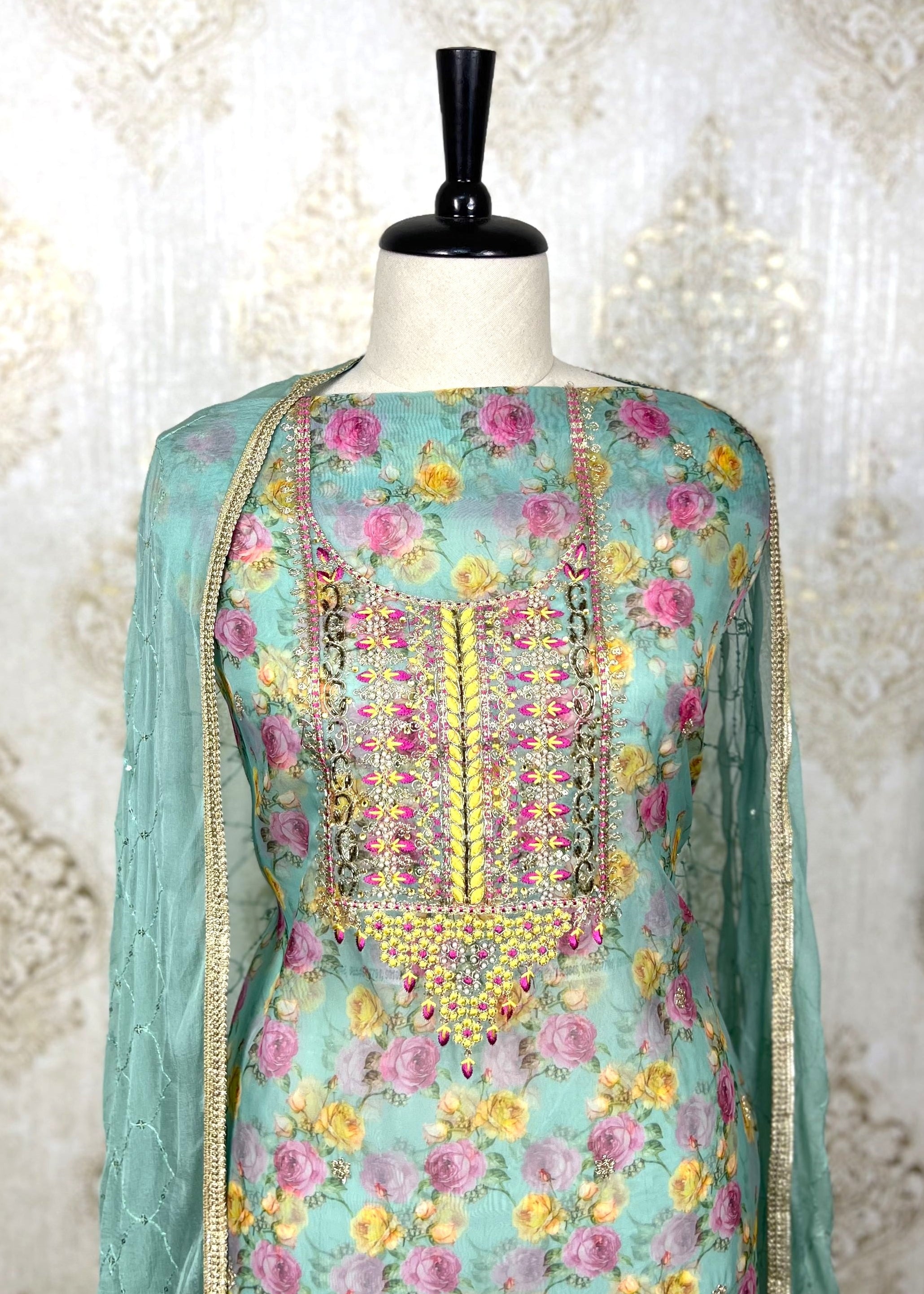 Floral Light-Weight Organza Dress Material