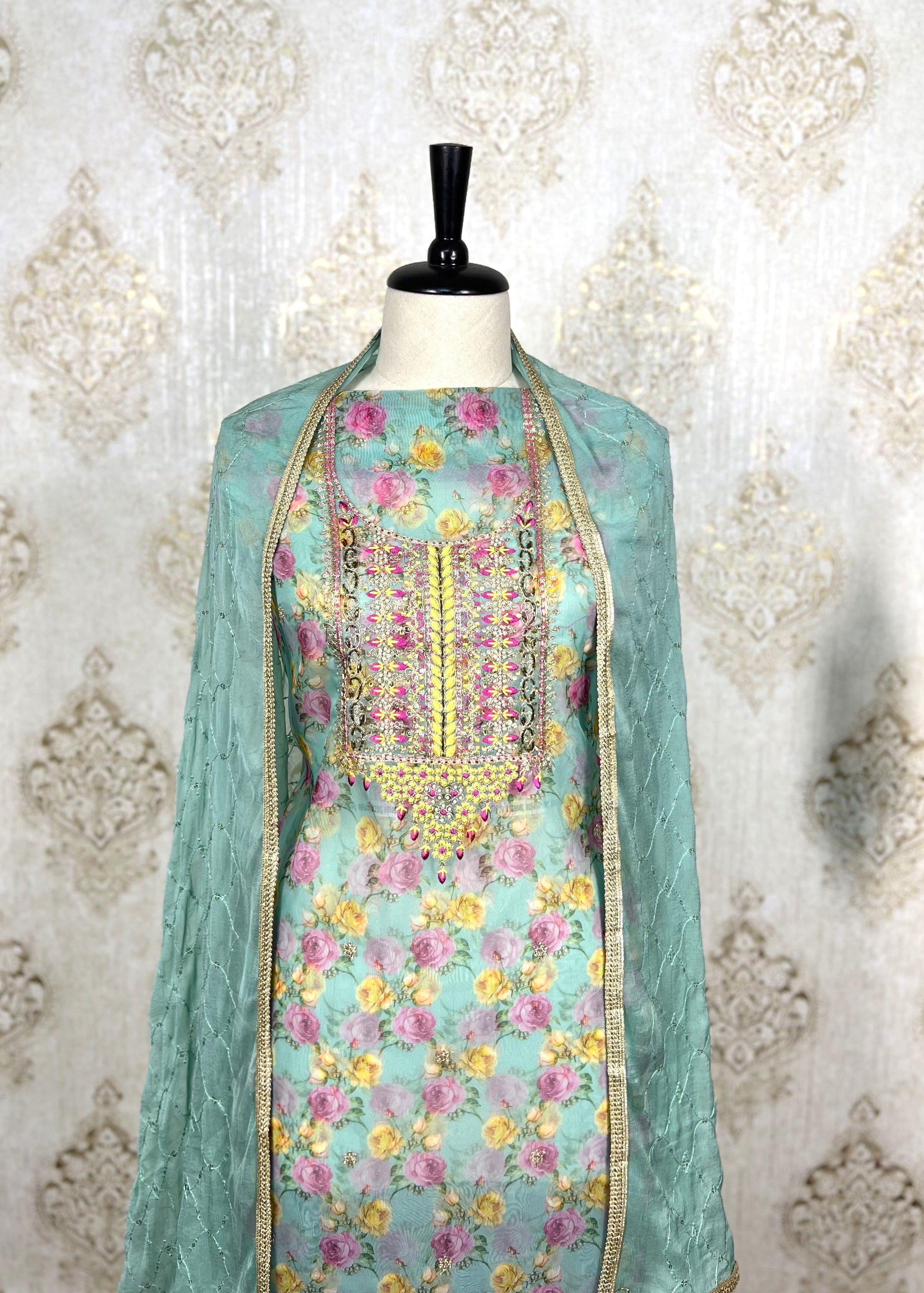 Floral Light-Weight Organza Dress Material