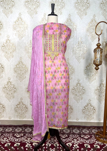 Floral Light-Weight Organza Dress Material