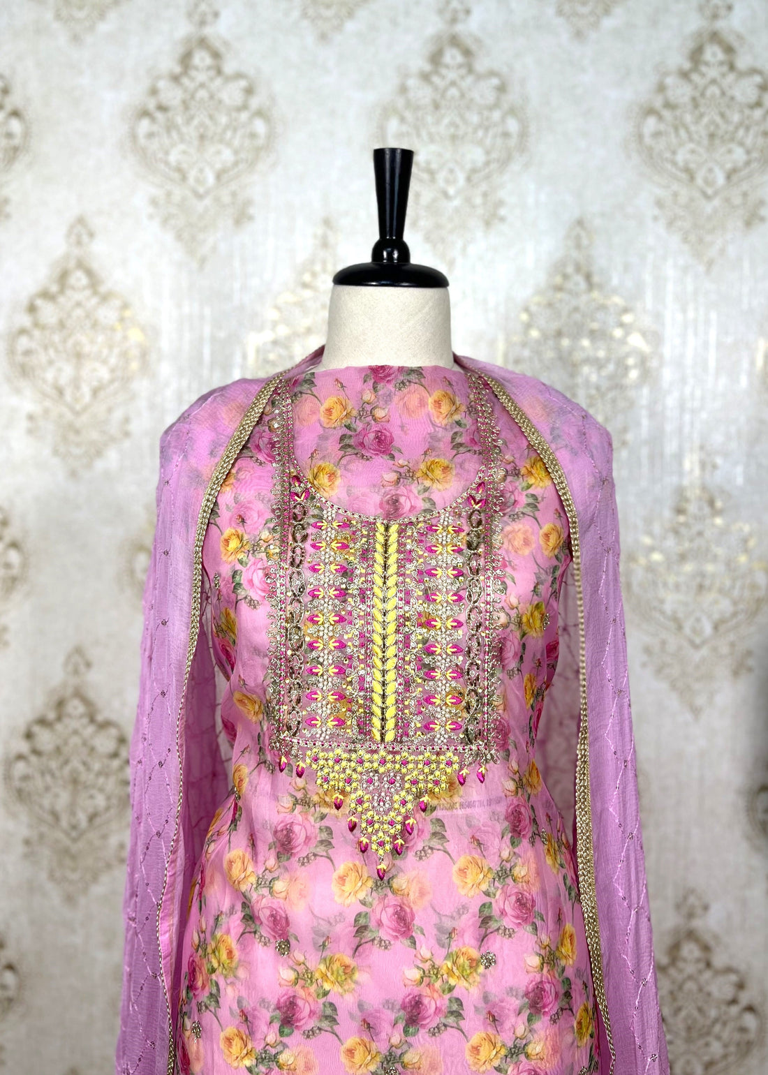 Floral Light-Weight Organza Dress Material