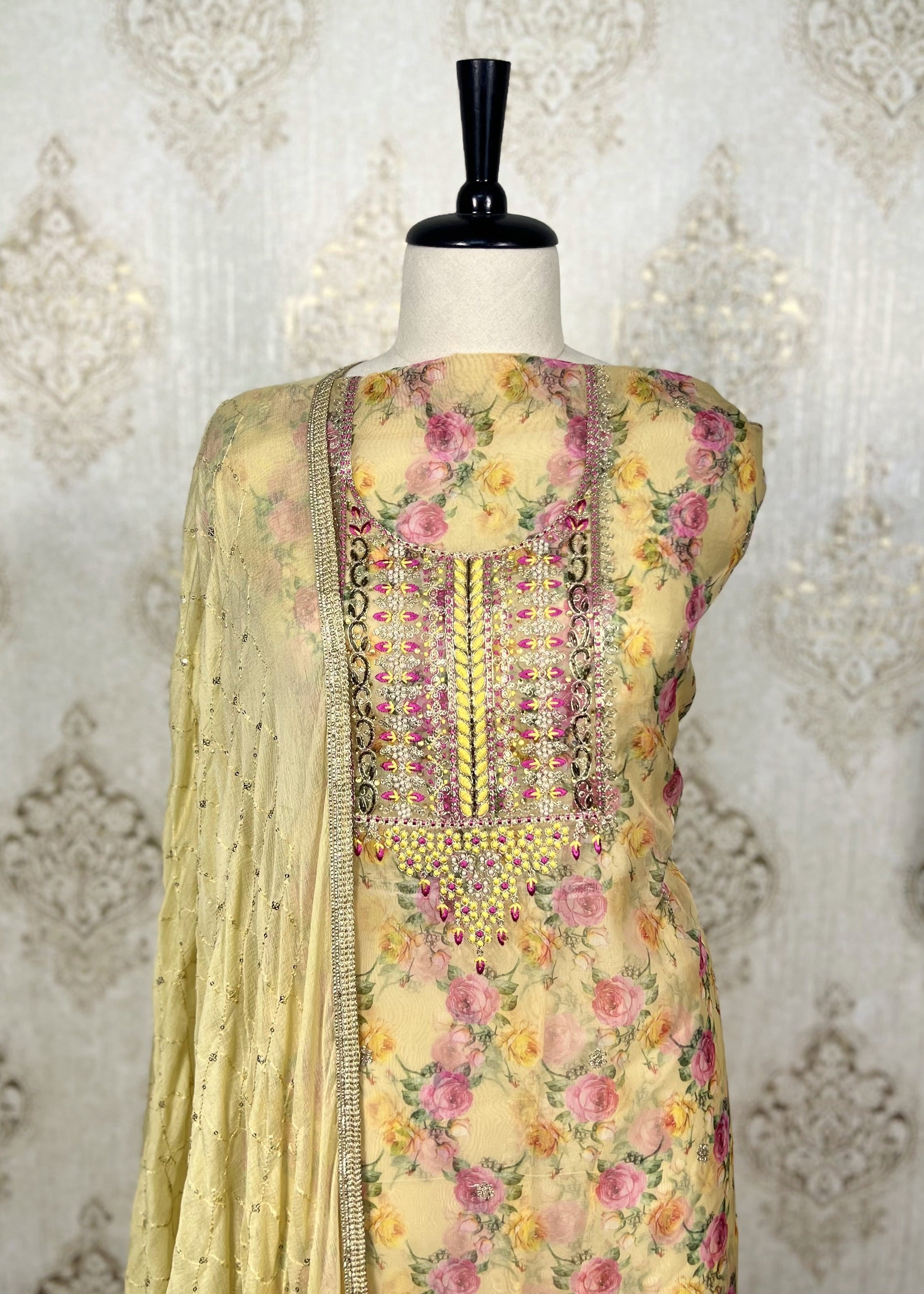 Floral Light-Weight Organza Dress Material