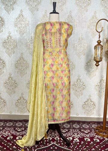 Floral Light-Weight Organza Dress Material