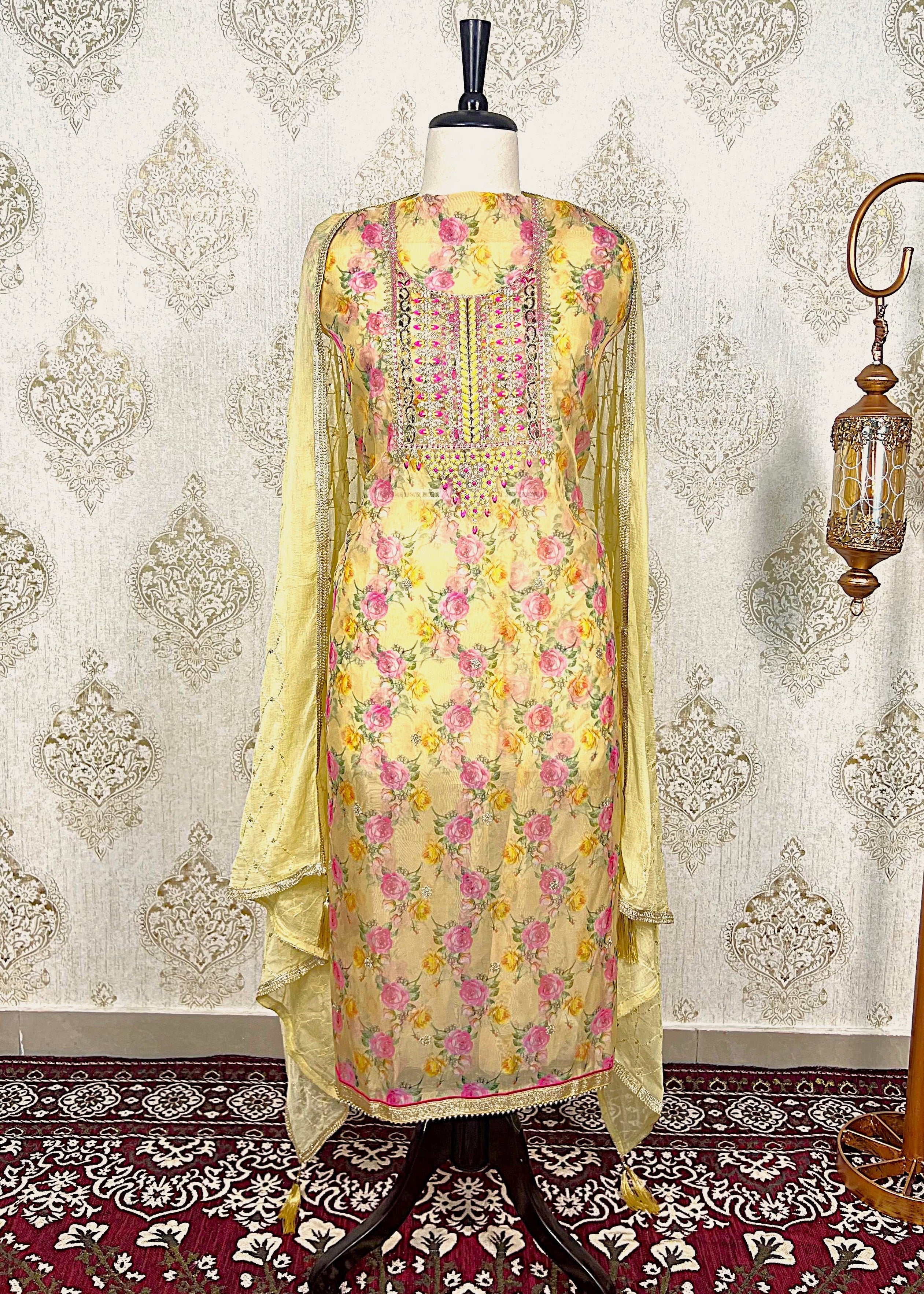 Floral Light-Weight Organza Dress Material