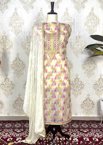 Floral Light-Weight Organza Dress Material