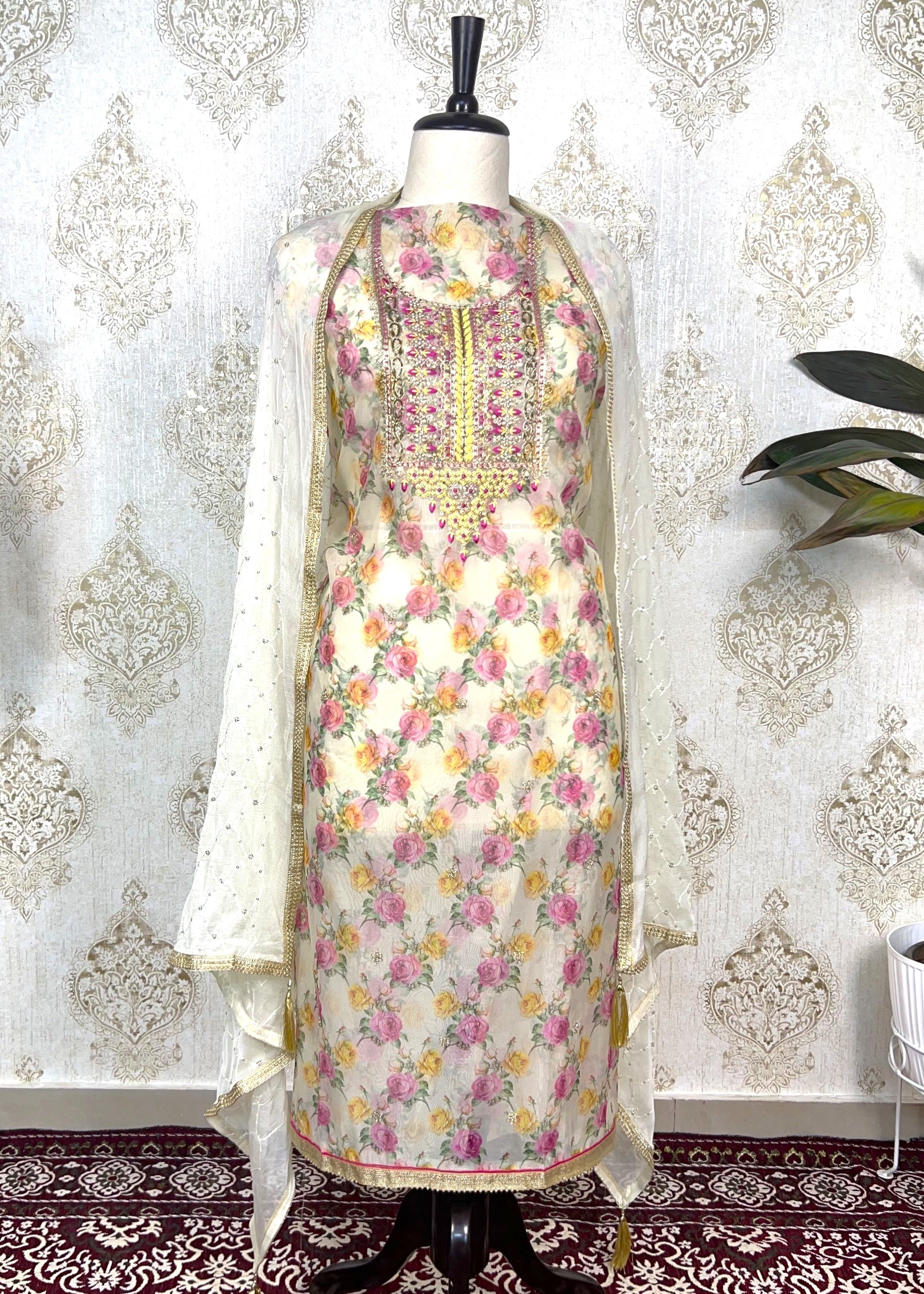 Floral Light-Weight Organza Dress Material