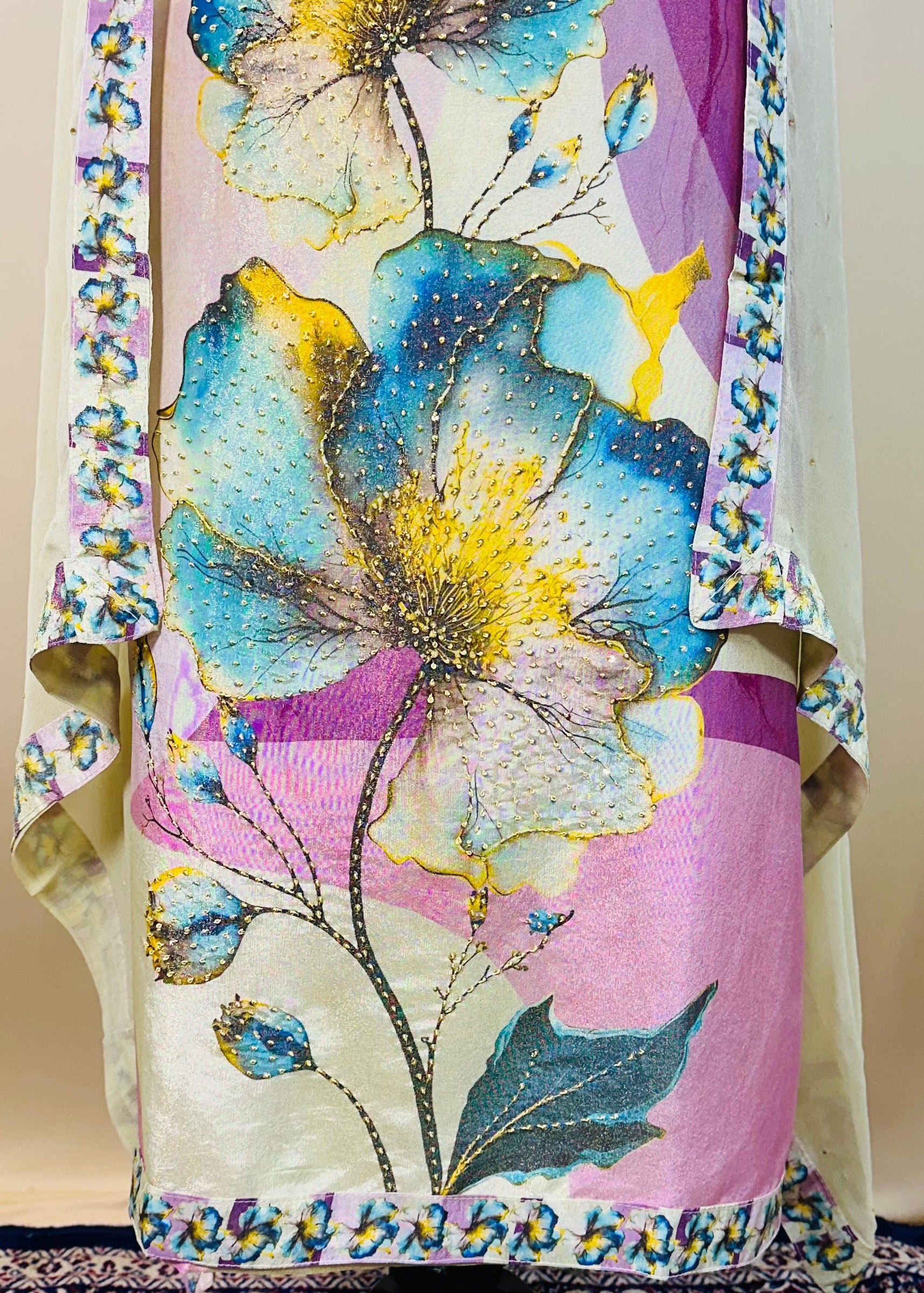 Gold Printed Tissue Organza Salwar Suit