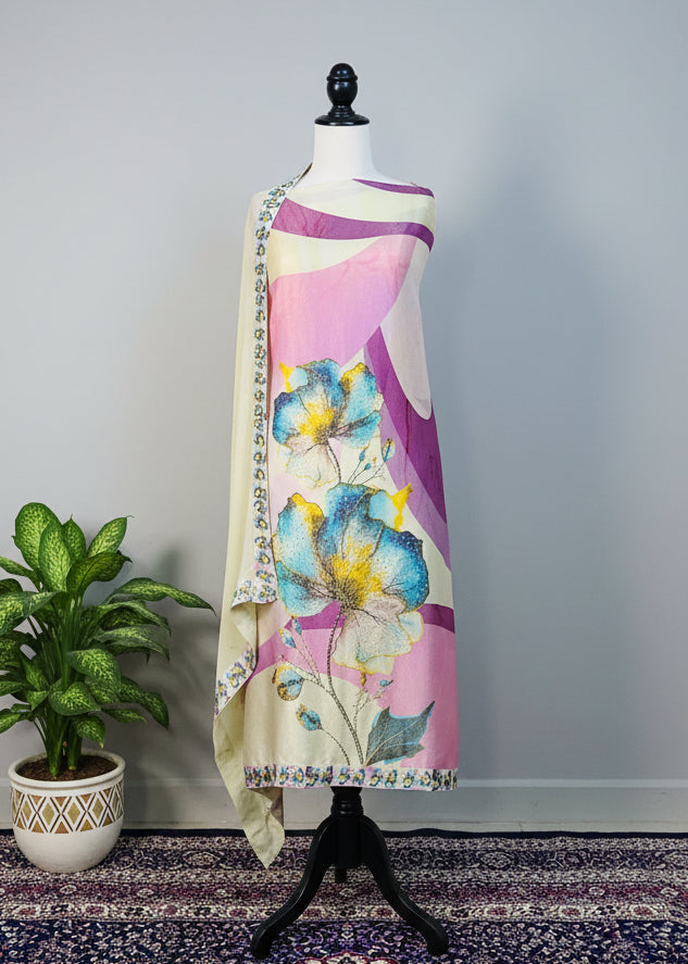 Gold Printed Tissue Organza Salwar Suit