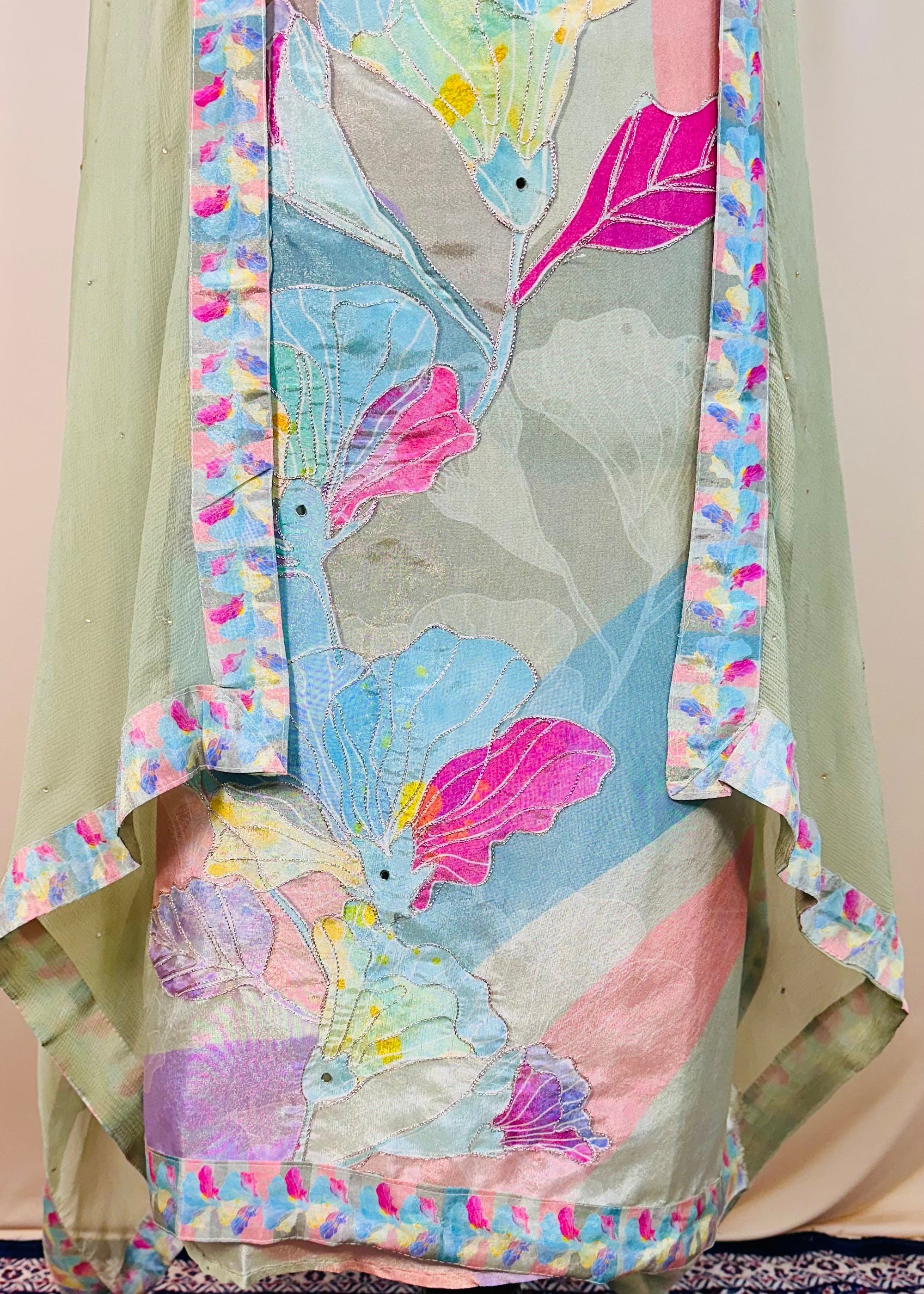 Pista Green Printed Tissue Organza Salwar Suit