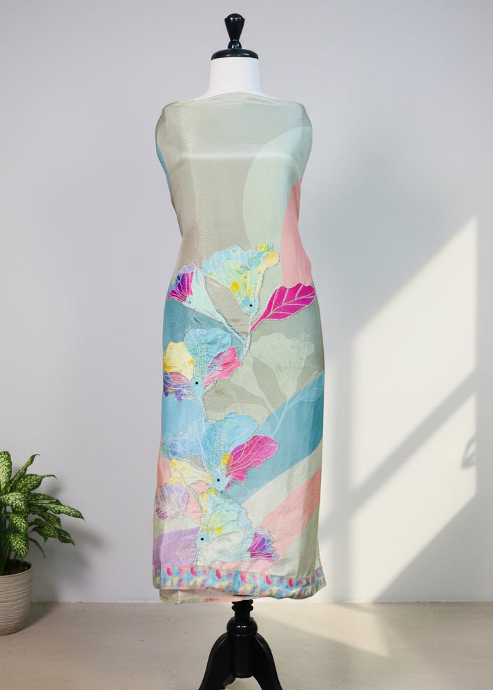 Pista Green Printed Tissue Organza Salwar Suit