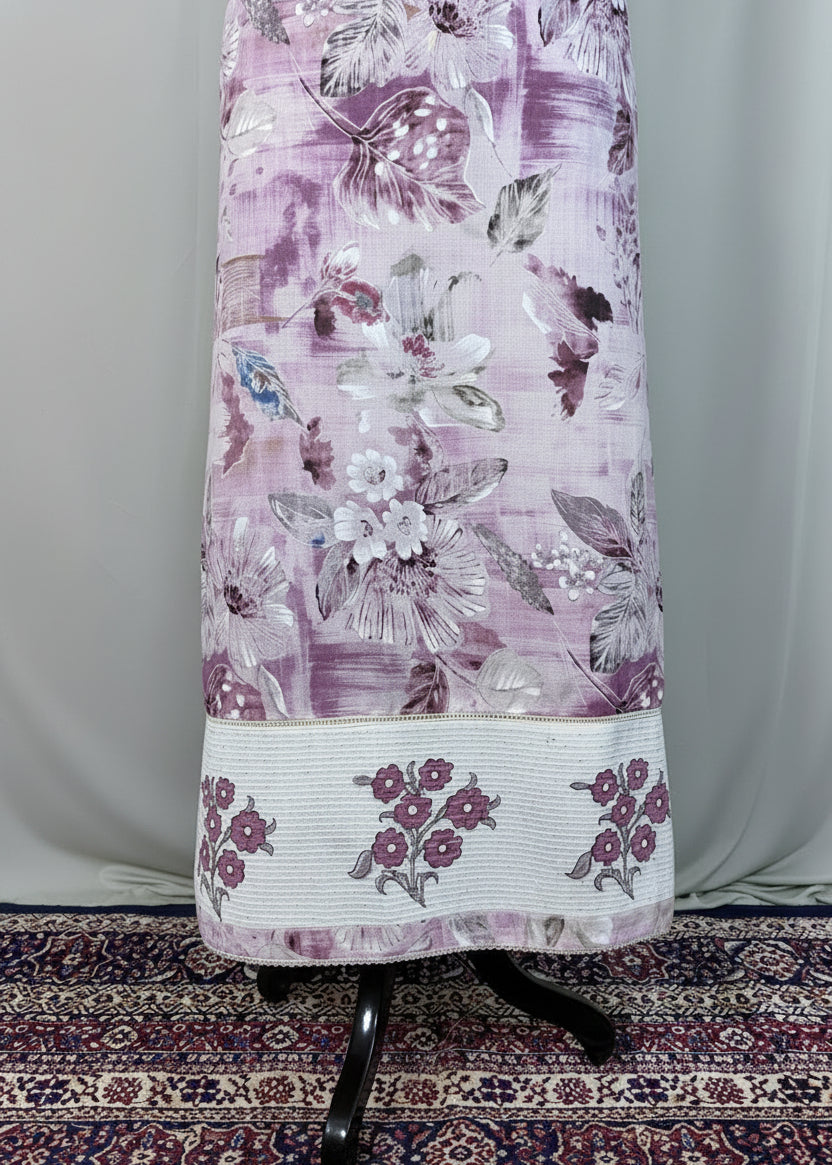 Floral patterned skirt on a mannequin against a beige background